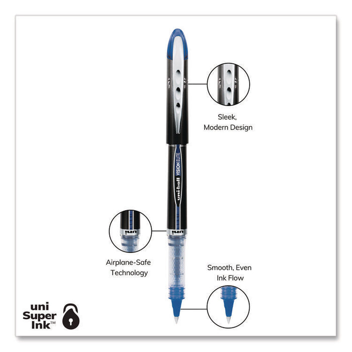 VISION ELITE Rollerball Pen, Stick, Fine 0.5 mm, Assorted Ink and Barrel Colors, 8/Pack