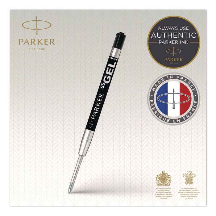 Refill for Parker Retractable Gel Ink Roller Ball Pens, Medium Conical Tip, Black Ink, 2/Pack