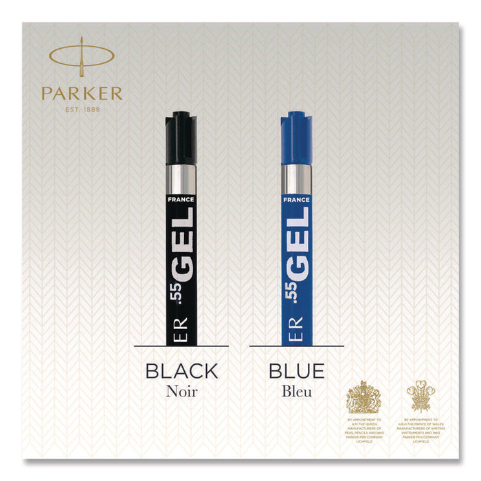 Refill for Parker Retractable Gel Ink Roller Ball Pens, Medium Conical Tip, Blue Ink, 2/Pack