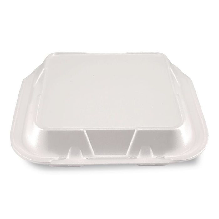 Foam Hinged Lid Containers, 9 x 9 x 3, White, Foam, 200/Carton