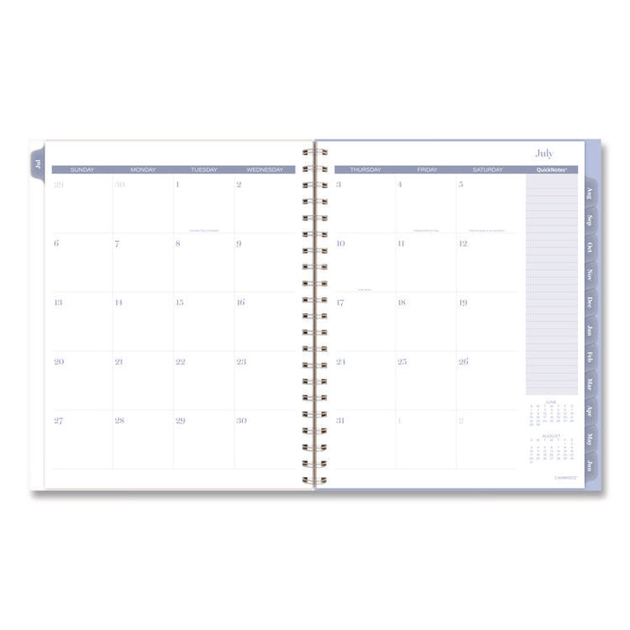 Dewdrop Academic Weekly Monthly Planner, Watercolor Floral, Blue/Gray/Purple Cover, 12-Month (July to June): 2025 to 2026
