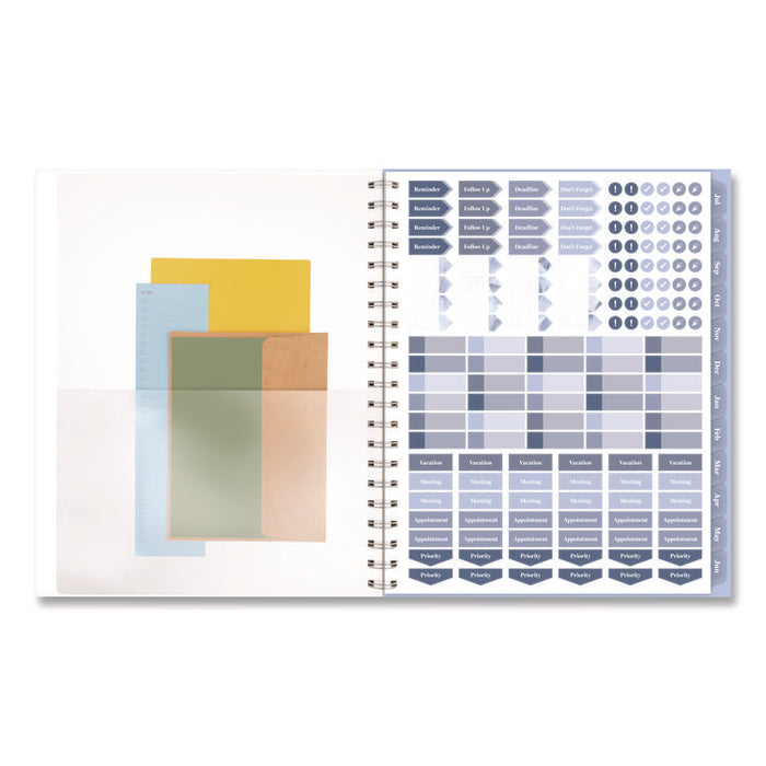 Dewdrop Academic Weekly Monthly Planner, Watercolor Floral, Blue/Gray/Purple Cover, 12-Month (July to June): 2025 to 2026