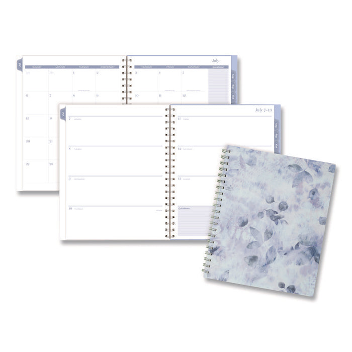 Dewdrop Academic Weekly Monthly Planner, Watercolor Floral, Blue/Gray/Purple Cover, 12-Month (July to June): 2025 to 2026
