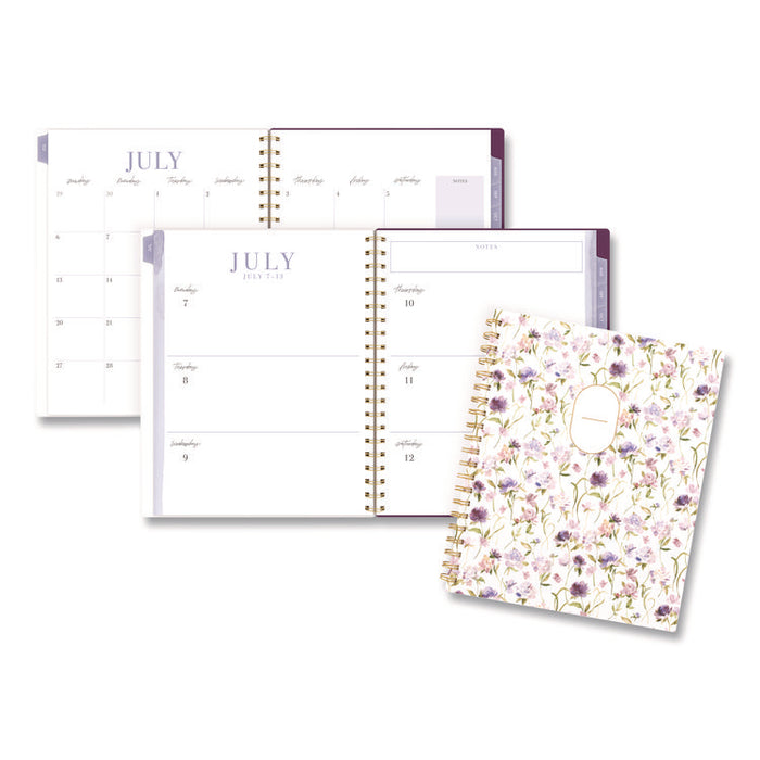 Leah Bisch Petite Floral Academic Weekly Monthly Planner, 11 x 8.5, Purple/Green Cover, 12-Month (July to June): 2025 to 2026