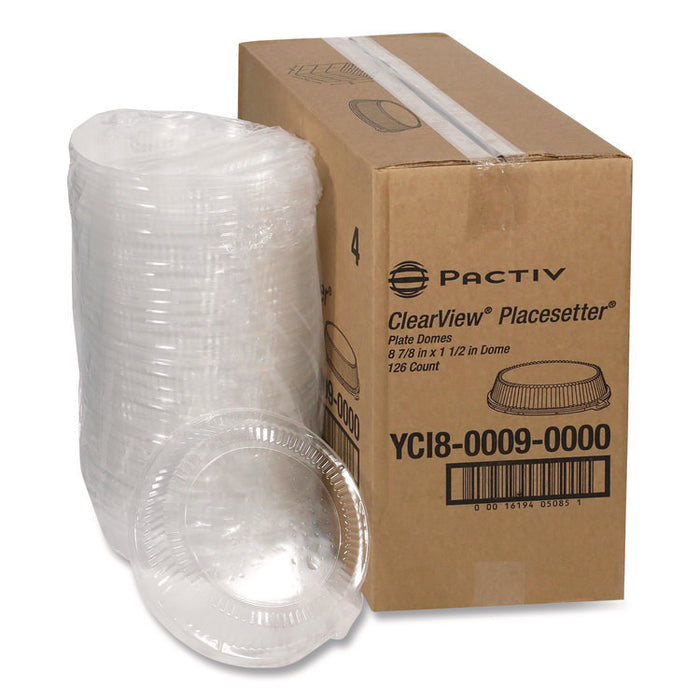ClearView Dome-Style Lid with Tabs, 8.9" Diameter x 0.8" h, Clear, Plastic, 126/Carton