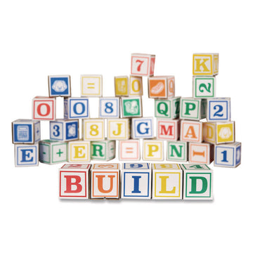 At Play 123 ABC Learning Blocks, Corrugated Board, 3" x 3" x 3", Assorted Colors, 50/Pack