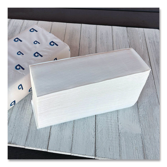 Structured Multifold Towels, 1-Ply, 9 x 9.5, White, 250/Pack, 16 Packs/Carton