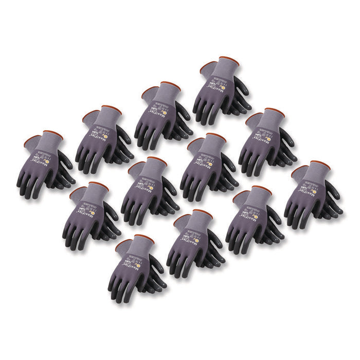 Ultimate Seamless Knit Nylon Gloves, Nitrile MicroFoam Grip: Palm/Fingers, EN388: 4131, X-Large, Gray, 12 Pairs