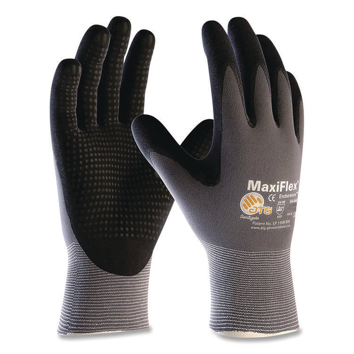 Ultimate Seamless Knit Nylon Gloves, Nitrile MicroFoam Grip: Palm/Fingers, EN388: 4131, X-Large, Gray, 12 Pairs