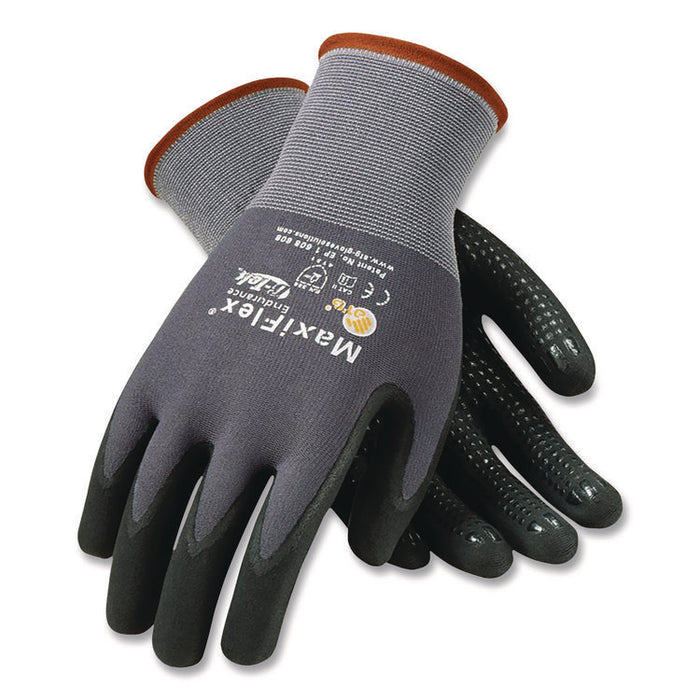Ultimate Seamless Knit Nylon Gloves, Nitrile MicroFoam Grip: Palm/Fingers, EN388: 4131, Small, Gray, 12 Pairs