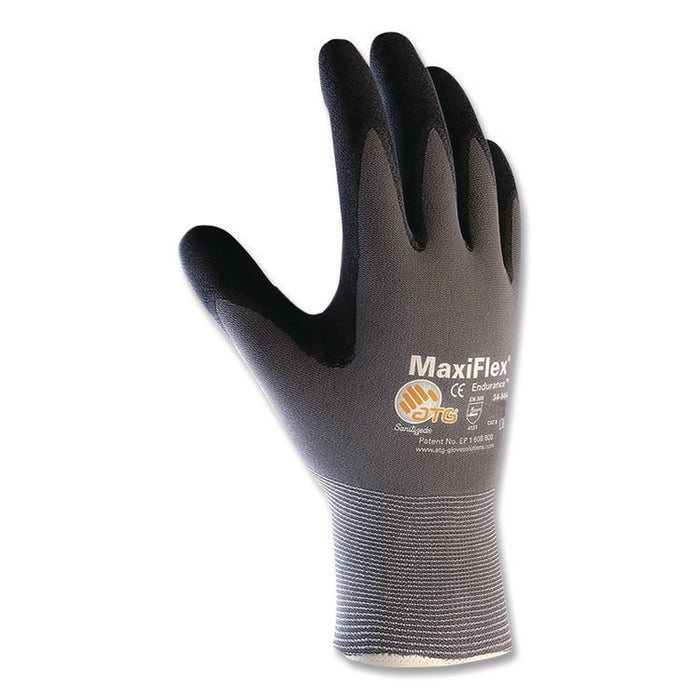 Ultimate Seamless Knit Nylon Gloves, Nitrile MicroFoam Grip: Palm/Fingers, EN388: 4131, Medium, Gray, 12 Pairs