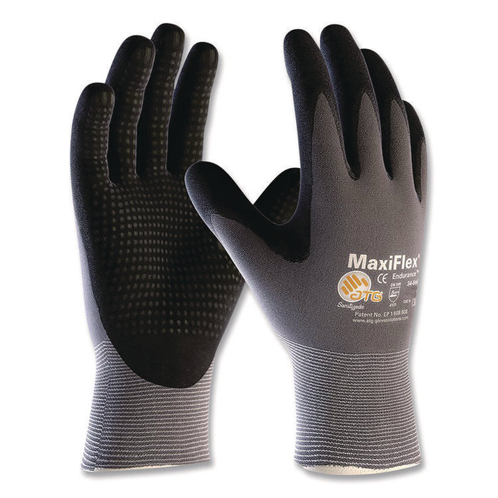 Ultimate Seamless Knit Nylon Gloves, Nitrile MicroFoam Grip: Palm/Fingers, EN388: 4131, Large, Gray, 12 Pairs