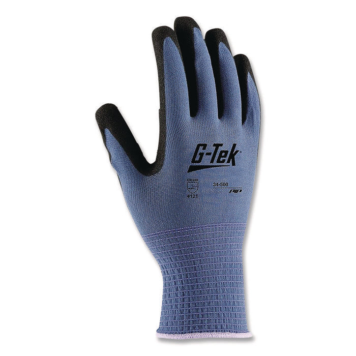 GP Nitrile-Coated Nylon Gloves, EN388: 4121, 10" Long, Medium, Blue/Black, 12 Pairs