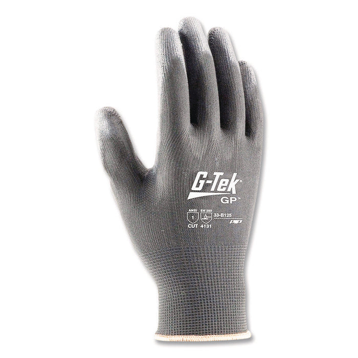GP Polyurethane-Coated Nylon Gloves, EN388: 1111, 10" Long, Large, Gray, 12 Pairs