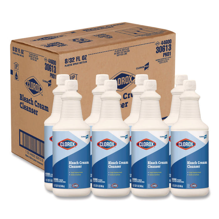 CloroxPro Bleach Cream Cleanser, 32 oz Bottle, 8/Carton