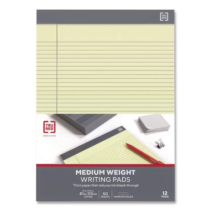 Notepads, Narrow Rule, (50) Canary Yellow 8.5 x 11 Sheets, 12/Pack