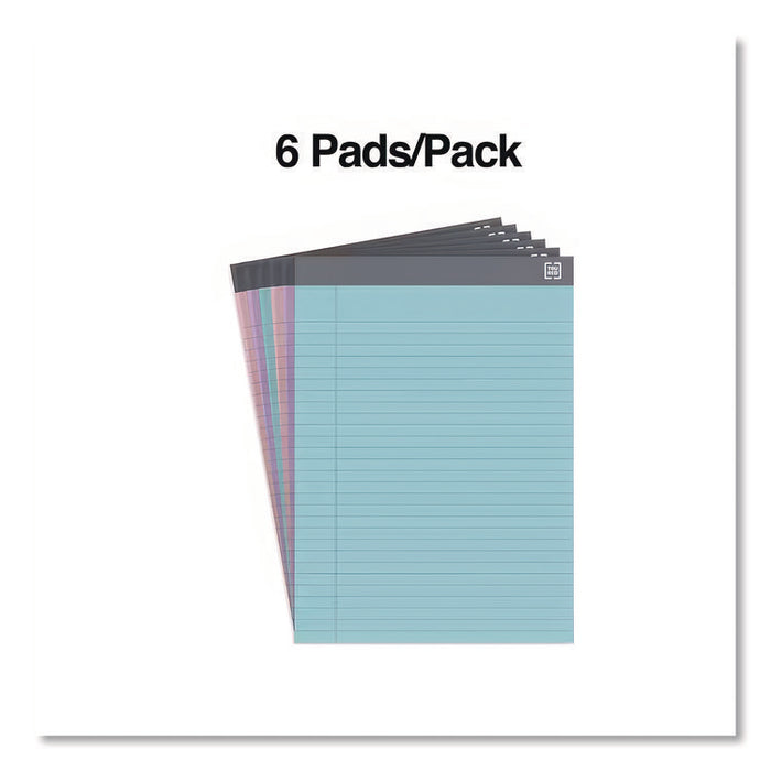 Notepads, Wide/Legal Rule, (50) Assorted Pastel Color 8.5 x 11 Sheets, 6/Pack