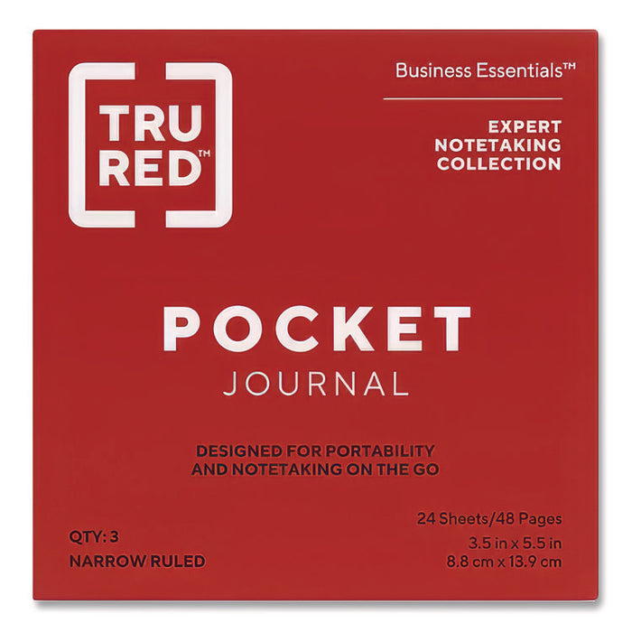 Pocket Journal, 1-Subject, Narrow Rule, Assorted Cover Colors, (48) 5.5 x 3.5 Sheets, 3/Pack