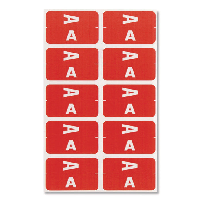 AlphaZ Color-Coded Second Letter Alphabetical Labels, A, 1 x 1.63, Red, 10/Sheet, 10 Sheets/Pack