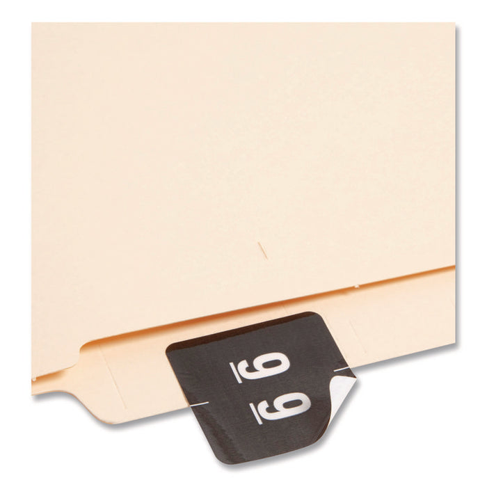 Numerical End Tab File Folder Labels, 9, 1.5 x 1.5, Black, 250/Roll