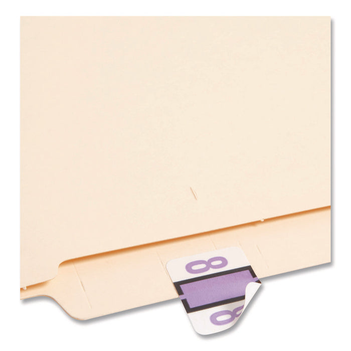 Numerical End Tab File Folder Labels, 8, 1 x 1.25, White, 500/Roll