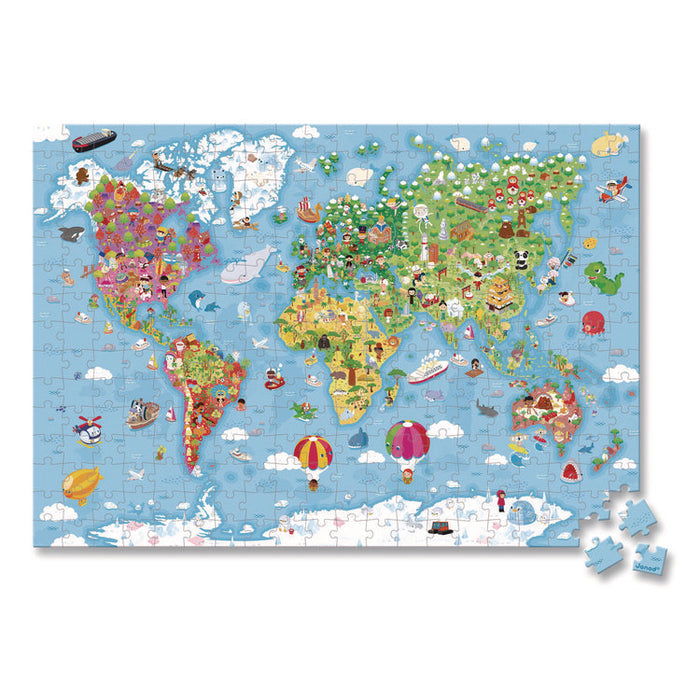 Cardboard Giant World Map Suitcase Puzzle, Grades 2 to 7, 300 Pieces