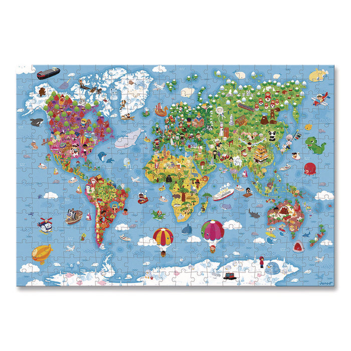Cardboard Giant World Map Suitcase Puzzle, Grades 2 to 7, 300 Pieces
