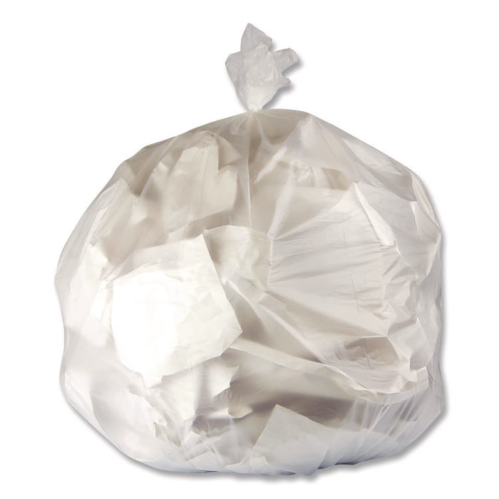 High-Density Waste Can Liners, 33 gal, 11 mic, 33 x 40, Natural, Roll, 25 Bags/Roll, 20 Rolls/Carton