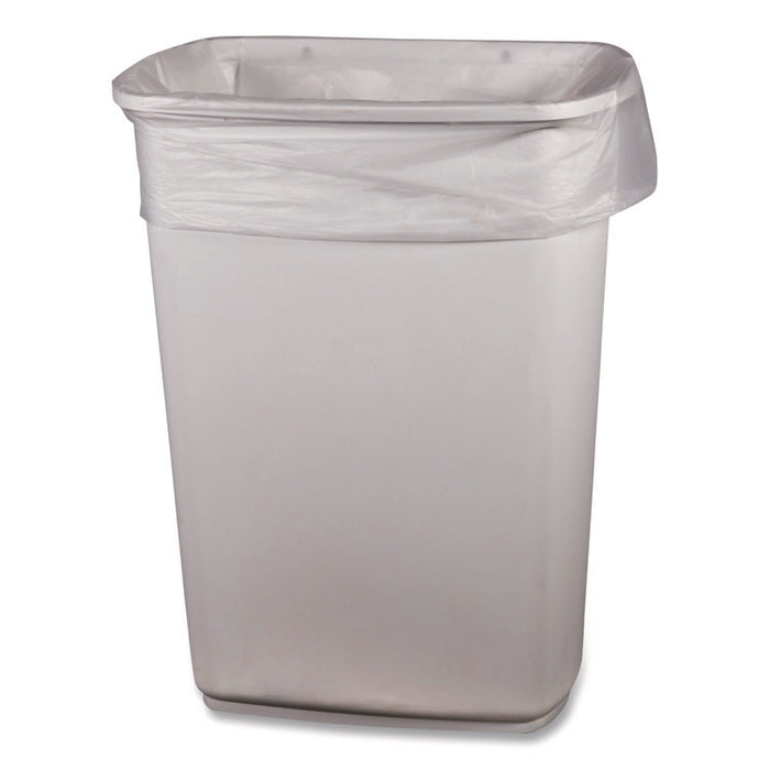 High-Density Waste Can Liners, 33 gal, 11 mic, 33 x 40, Natural, Roll, 25 Bags/Roll, 20 Rolls/Carton