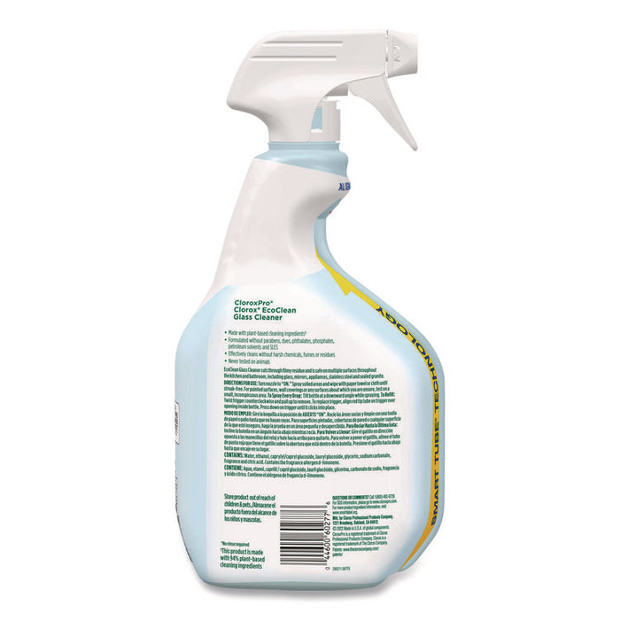 Clorox Pro EcoClean Glass Cleaner, 32 oz Spray Bottle, 9/Carton