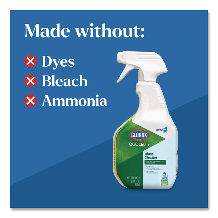 Clorox Pro EcoClean Glass Cleaner, 32 oz Spray Bottle, 9/Carton