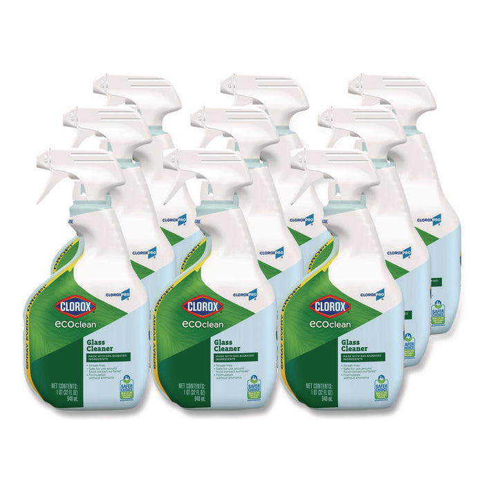 Clorox Pro EcoClean Glass Cleaner, 32 oz Spray Bottle, 9/Carton
