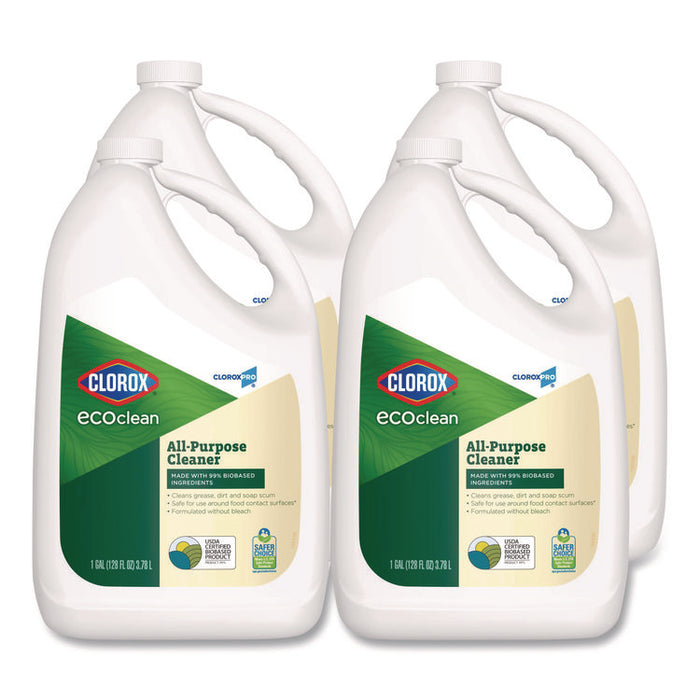 Clorox Pro EcoClean All-Purpose Cleaner, Refill, Unscented, 128 oz Bottle, 4/Carton