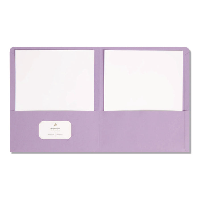 Two-Pocket Folders, Accommodates (100) 11 x 8.5 Sheets, Lavender, 25/Box