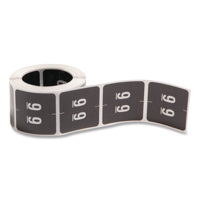 Numerical End Tab File Folder Labels, 9, 1.5 x 1.5, Black, 250/Roll