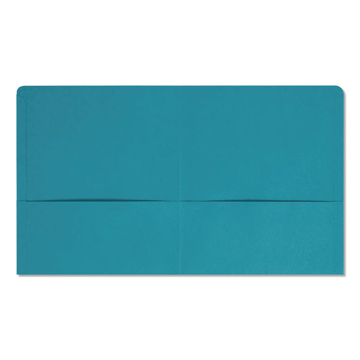 Two-Pocket Folders, Accommodates (100) 11 x 8.5 Sheets, Teal, 25/Box