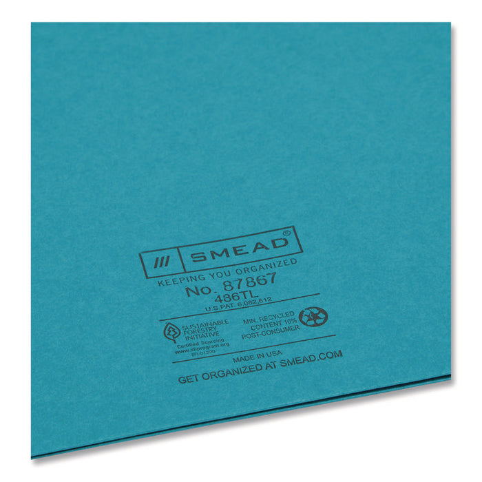 Two-Pocket Folders, Accommodates (100) 11 x 8.5 Sheets, Teal, 25/Box