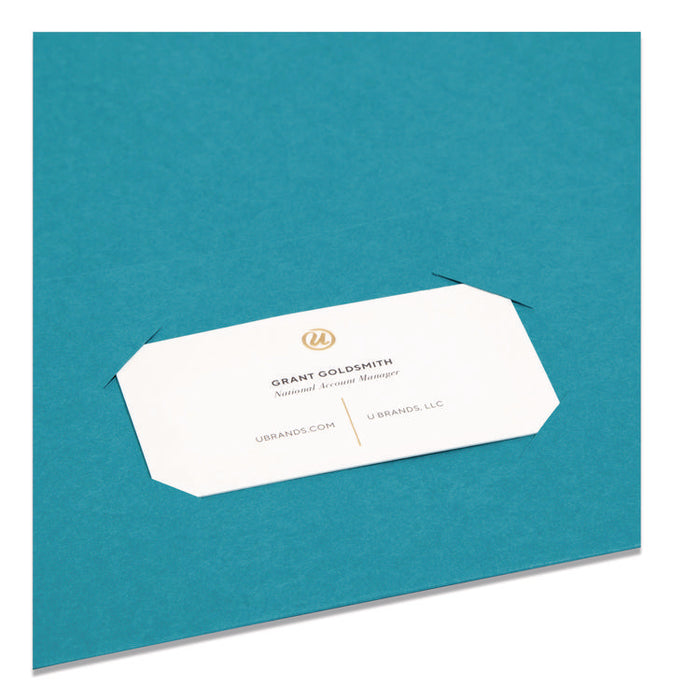 Two-Pocket Folders, Accommodates (100) 11 x 8.5 Sheets, Teal, 25/Box