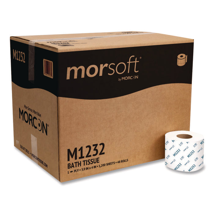 Morsoft Controlled Bath Tissue, Septic Safe, 1-Ply, White, 1,200 Sheets/Roll, 48 Rolls/Carton
