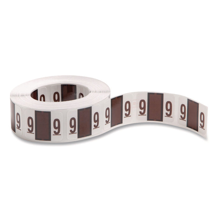 Numerical End Tab File Folder Labels, 9, 1 x 1.25, White, 500/Roll