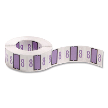 Numerical End Tab File Folder Labels, 8, 1 x 1.25, White, 500/Roll