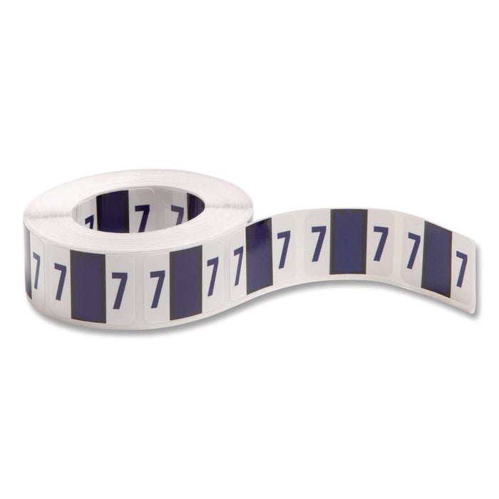 Numerical End Tab File Folder Labels, 7, 1 x 1.25, White, 500/Roll