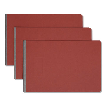 Prong Fastener Premium Pressboard Report Cover, Two-Piece Prong Fastener, 3" Capacity, 11 x 17, Red/Red