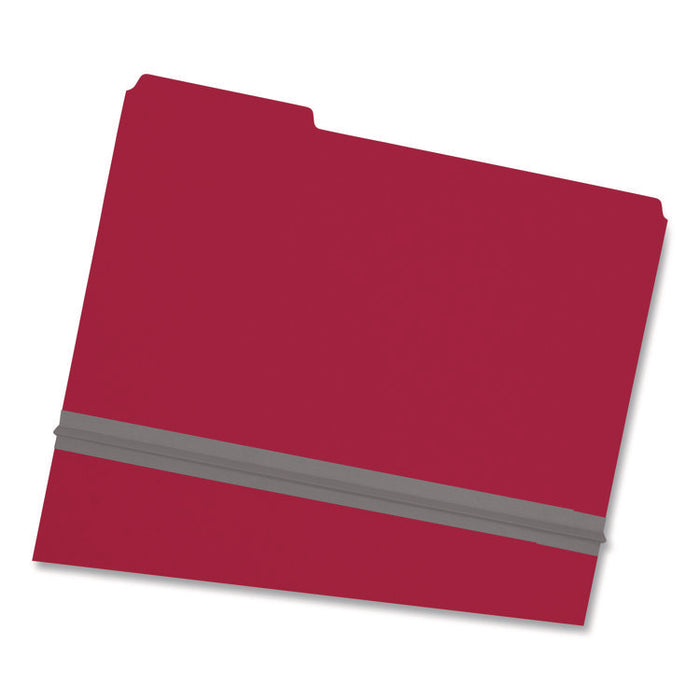 Expanding Recycled Heavy Pressboard Folders, 1/3-Cut Tabs: Assorted, Legal Size, 1" Expansion, Bright Red, 25/Box