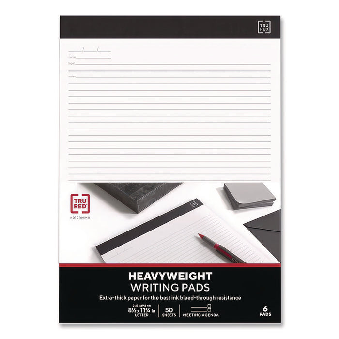 Notepads, Meeting-Minutes/Notes Format, (50) White 8.5 x 11 Sheets, 6/Pack