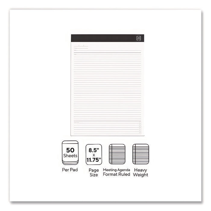 Notepads, Meeting-Minutes/Notes Format, (50) White 8.5 x 11 Sheets, 6/Pack