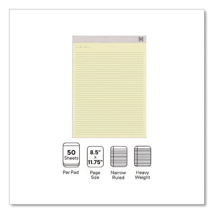 Notepads, Narrow Rule, (50) Canary 8.5 x 11 Sheets, 12/Pack