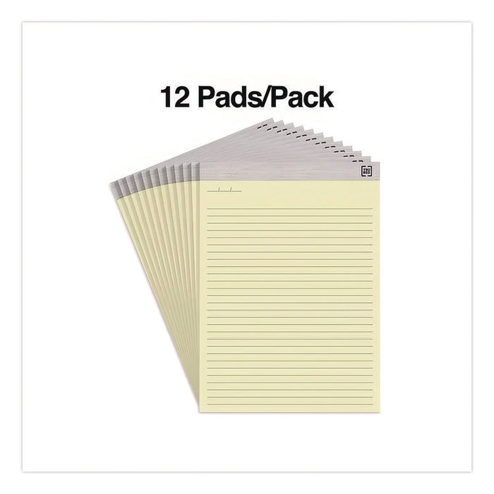 Notepads, Wide/Legal Rule, (50) Canary Yellow 8.5 x 11 Sheets, 12/Pack
