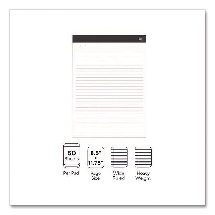 Notepads, Wide/Legal Rule, (50) White 8.5 x 11 Sheets, 12/Pack