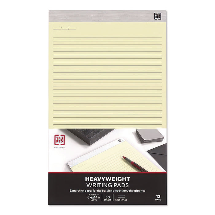 Notepads, Wide/Legal Rule, (50) Canary Yellow 8.5 x 14 Sheets, 12/Pack